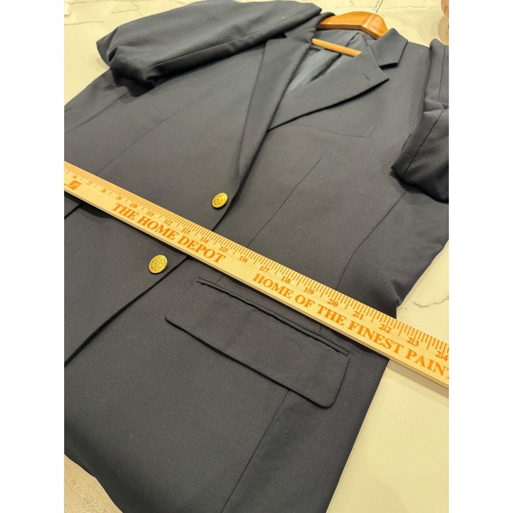 Lauren Ralph Lauren Mens 48L Navy Blue 100% Wool 2-Button Blazer Gold Buttons - Picture 9 of 10